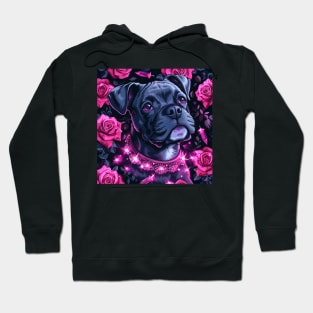 Staffy And Pink Roses Hoodie